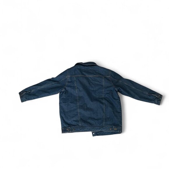 Oscar Jeans Dark Denim Jean Jacket Sherpa vintage Size large - Picture 6 of 6